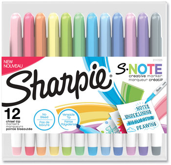 Sharpie® S-Note Creative Markers Assorted Ink Colors, Chisel Tip, Barrel 12/Pack