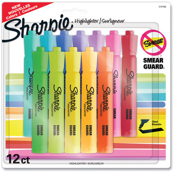 Sharpie® Tank Style Highlighters Assorted Ink Colors, Chisel Tip, Barrel 12/Pack