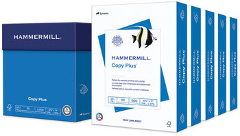 Hammermill® Copy Plus Print Paper 92 Bright, 20 lb Bond Weight, 8.5 x 11, White, 500 Sheets/Ream, 5 Reams/Carton