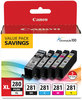 A Picture of product CNM-2021C007 Canon® PGI-280 XL / CLI-281 5-Pack Ink 2021C007 (CLI-281; XL) ChromaLife100+ Black XL/Black/Cyan/Magenta/Yellow, 5/Pack