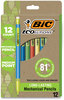 A Picture of product BIC-MPE12BLK BIC® ReVolution Mechanical Pencil 0.7 mm, HB (#2), Black Lead, Assorted Barrel Colors, 12/Pack