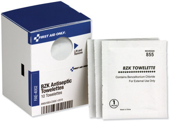First Aid Only™ Antiseptic Cleansing Wipes SmartCompliance 10/Box