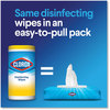 A Picture of product CLO-31430 Clorox® Disinfecting Wipes, Easy Pull Pack. 1-Ply. 8 X 7 in. White. Fresh scent. 75 towels/box.
