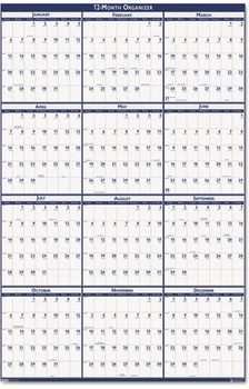 House of Doolittle™ 100% Recycled Poster Style Reversible/Erasable Yearly Wall Calendar 24 x 37, White/Blue/Gray Sheets, 12-Month (Jan to Dec): 2026