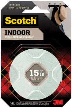 Scotch® Permanent High-Density Foam Mounting Tape Double-Sided, Holds Up to 15 lbs, 0.5" x 80", White