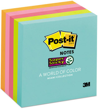 Post-it® Notes Super Sticky Pads. 3 X 3 in. Supernova Neon Colors Collection. 90 sheets/pad, 5 pads/pack.