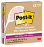 A Picture of product MMM-675R3SSNRP Post-it® Notes Ruled Super Sticky Pads with 100% Recycled Paper. 4 X 4 in. Wanderlust Pastels Collection. 70 sheets/pad, 3 pads/pack.