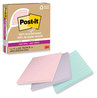 A Picture of product MMM-675R3SSNRP Post-it® Notes Ruled Super Sticky Pads with 100% Recycled Paper. 4 X 4 in. Wanderlust Pastels Collection. 70 sheets/pad, 3 pads/pack.