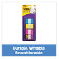 A Picture of product MMM-70005179216 Post-it® 1" Wide Tabs with Dispenser, Aqua, Pink, Violet, Yellow, 88/Pack