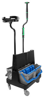 Unger OmniClean Dual Bucket Kit. Black/Blue. Offset Pole