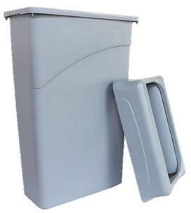 Slim Rectangular Trash Can. 23 gal. 11 X 20 X 30 in. Gray.