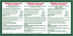 Secondary Label for Profect Neutral 64 Disinfectant Cleaner.