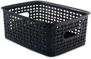 Advantus Plastic Weave Bin Small, 10" x 7.5" 4", Black