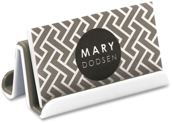 Advantus Fusion Double-Sided Business Card Holder Holds 2.25 x 4 Cards, Polypropylene, Gray/White