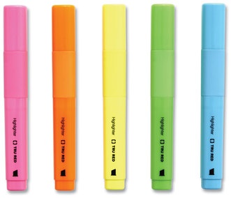 TRU RED™ Chisel Tip Highlighter Pen Style Yellow Ink, Barrel, 5/Pack