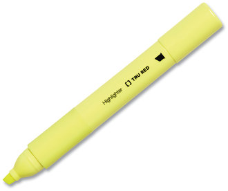TRU RED™ Chisel Tip Highlighter Pen Style Yellow Ink, Barrel, Dozen