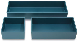 TRU RED™ Three-Piece Plastic Drawer Organizer 3.23 x 1.47, 6.26 9.5 Teal, 3/Set