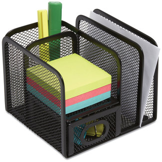 TRU RED™ Five Compartment Wire Mesh Accessory Holder 5.9 x 6.29 5.11, Black