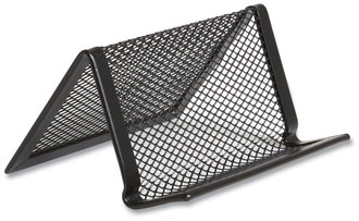 TRU RED™ One Compartment Business Card Holder Holds 50 Cards, 3.07 x 0.15 4.4, Metal, Black