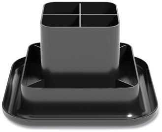 TRU RED™ Plastic Rotating Organizer 9 Compartments, 8.2" Diameter x 5.4"h, Black