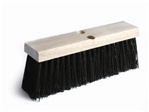Floor Sweep Brush.  Street Broom.  Brown Plastic.  16" Long.  Fits tapered and threaded handles.