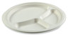 A Picture of product RPP-PL11NPFA AmerCareRoyal® Bagasse PFAS-Free Dinnerware 3-Compartment Plate, 10.24" dia, White, 500/Carton