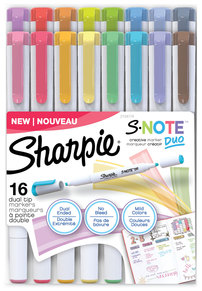 Sharpie® S-Note Creative Markers Assorted Ink Colors, Bullet/Chisel Tip, White Barrel, 16/Pack