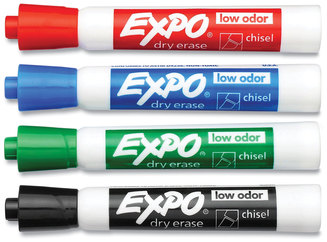 EXPO® Low-Odor Dry-Erase Marker Peggable Card, Broad Chisel Tip, Assorted Colors, 4/Pack