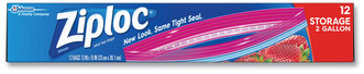 Ziploc® Double Zipper Storage Bags 8 qt, 13" x 15", Clear, 12/Box