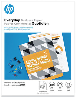 HP Everyday Business Paper 32 lb Bond Weight, 8.5 x 11, Glossy White, 150/Pack