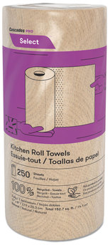 Cascades PRO Select® Kitchen Roll Towels. 2-Ply. 11 in. X 166.6 ft. Natural. 250/roll, 12/carton.