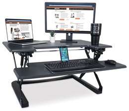 Victor® High Rise™ Height Adjustable Standing Desk with Keyboard Tray 36" x 31.25" 5.25" to 20", Gray/Black