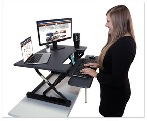 Victor® High Rise™ Height Adjustable Standing Desk with Keyboard Tray 31" x 31.25" 5.25" to 20", Gray/Black