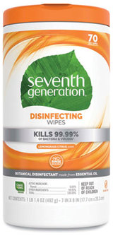 Seventh Generation® Botanical Disinfecting Wipes,  8 x 7, 70 Count, 6 Canisters/Case