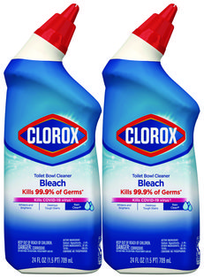 Clorox® Disinfecting Toilet Bowl Cleaner with Bleach. 24 oz. Rain Clean scent. 2 bottles/pack.