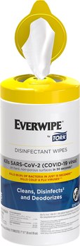 Everwipe® by Tork® Disinfectant Wipe Canisters. White. 75 wipes/canister, 6 canisters/case.