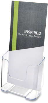 deflecto® DocuHolder® for Countertop or Wall Mount Use Countertop/Wall-Mount, Leaflet Size, 4.37w x 3.25d 3.87h, Clear