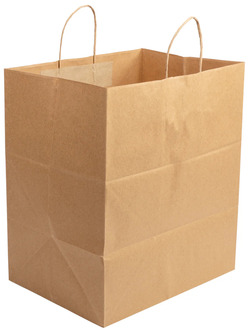 ACR Twisted Handle Kraft Paper Take Out Bag. 14 X 10 X 15.75 in. Kraft. 200/case.