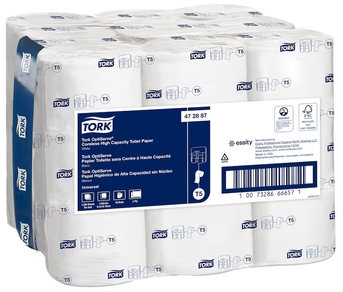 Tork OptiServe High Capacity Coreless Toilet Paper. 2-Ply. White. Bath Tissue. 500' per roll.  18 Rolls per case.