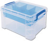 A Picture of product AVT-37375 Advantus Super Stacker® Divided Storage Box 5 Sections, 7.5" x 10.13" 6.5", Clear/Blue