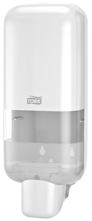 Tork Soap and Sanitizer Manual Dispenser. White. 6/case. MUST PURCHASE IN INCREMENTS OF 6.