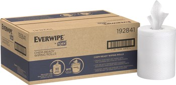 Everwipe® by Tork® Chem-Ready Wiping Rolls. 10.5 in. X 90 ft. White. 90 sheets/roll, 6 rolls/case.