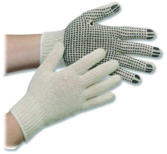 AMBITEX® Pro PVC-Dotted String-Knit Gloves. White/Black. One Dozen.