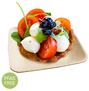 Conserveware Bagasse Mini Square Dishes. 2.5 in. 25/bage, 20 bags/case.