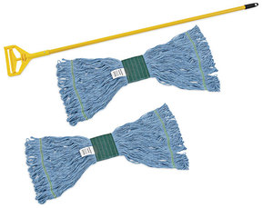 Boardwalk® Looped End Mop Kit. Medium. 60 in. Blue/Yellow.