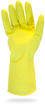 Safety Zone® Flock Lined Latex Gloves. Size Large. 16 mil. 12 in. Yellow. 12 gloves/case.