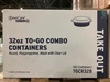 A Picture of product ACR-TGCR32B AmerCareRoyal Round Polypropylene To-Go Containers with Lids. 32 oz. 7 X 2 in. Black and Clear. 50 bases and lids/sleeve, 150 sets/case.