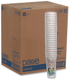 Dixie® PerfecTouch® Paper Hot Cups 20 oz, Coffee Haze Design, 25/Sleeve, Sleeves/Carton