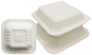 A Picture of product VND-EHL91PF Empress™ Earth Bagasse Molded Fiber Hinged Lid Containers. 9 X 9 X 3 in. Natural White. 100 containers/pack, 2 packs/case.