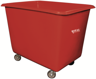 Royal Basket Trucks Poly Truck with Steel Base and 2 Rigid/2 Swivel Casters. 25.6 cu. ft. 52 X 36 X 35 1/2 in. Red.